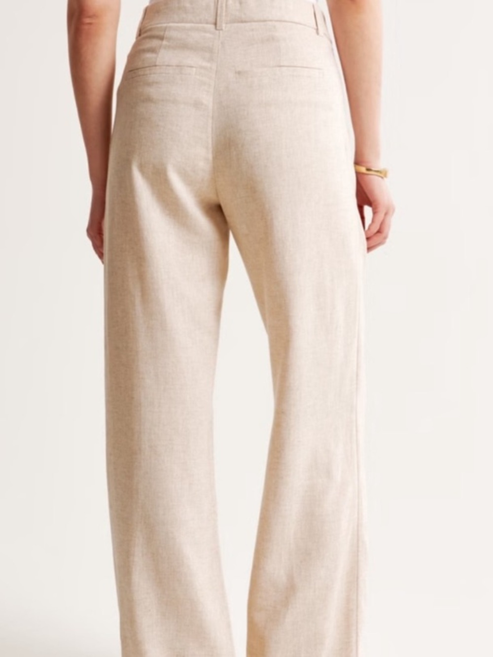 Abercrombie & Fitch Sloane Ultra High Rise Wide Leg Linen Blend Pant Oatmeal - Picture 3 of 10